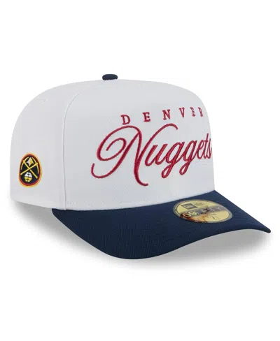 New Era Men's White/navy Denver Nuggets 2025 Nba Draft A-frame 59fifty Fitted Hat In Multi