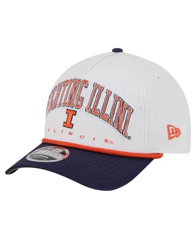 New Era Men's White/navy Illinois Fighting Illini Arch Two-tone Rope 9forty A-frame M-crown Adjustable Hat In Blue