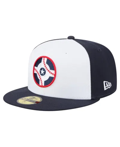 New Era Men's White/navy Indianapolis Indians Authentic Collection 59fifty Fitted Hat