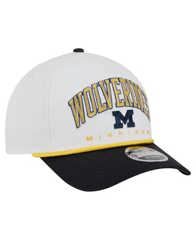 New Era Men's White/navy Michigan Wolverines Arch Two-tone Rope 9forty A-frame M-crown Adjustable Hat In Gray