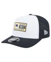 New Era Men's White/navy Michigan Wolverines Perforated Patched 9seventy Adjustable Hat In Black