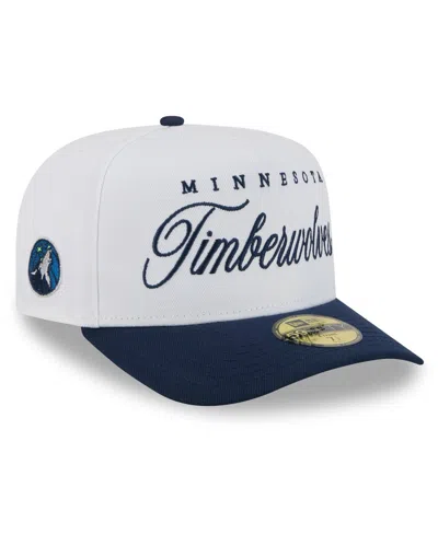 New Era Men's White/navy Minnesota Timberwolves 2025 Nba Draft A-frame 59fifty Fitted Hat In Multi