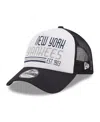 New Era Men's White/navy New York Yankees Stacked A-frame Trucker 9forty Adjustable Hat In White Navy