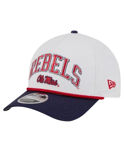 New Era Men's White/navy Ole Miss Rebels Arch Two-tone Rope 9forty A-frame M-crown Adjustable Hat In Multi