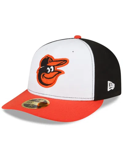 New Era Men's White/orange Baltimore Orioles National Baseball Hall Of Fame Low Profile 59fifty Fitted Hat In White,orange