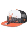 New Era Men's White/orange San Francisco Giants Team Foam Front A-frame Trucker 9fifty Snapback Hat In White,orange