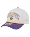 New Era Men's White/purple Ecu Pirates Arch Two-tone Rope 9forty A-frame M-crown Adjustable Hat In White