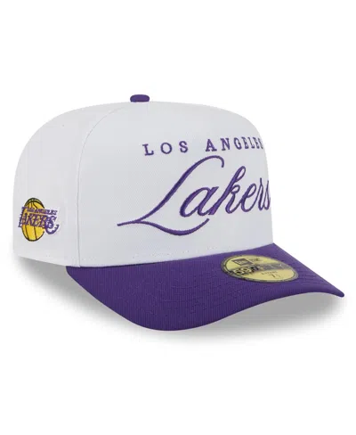 New Era Men's White/purple Los Angeles Lakers 2025 Nba Draft A-frame 59fifty Fitted Hat In Multi