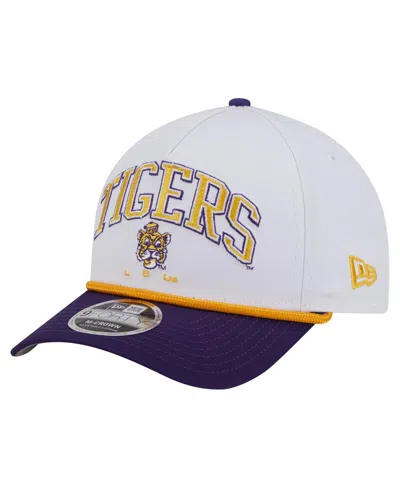 New Era Men's White/purple Lsu Tigers Arch Two-tone Rope 9forty A-frame M-crown Adjustable Hat
