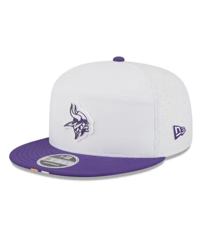 New Era Men's White/purple Minnesota Vikings 2025 Nfl Training Camp Split Panel 9fifty Snapback Hat