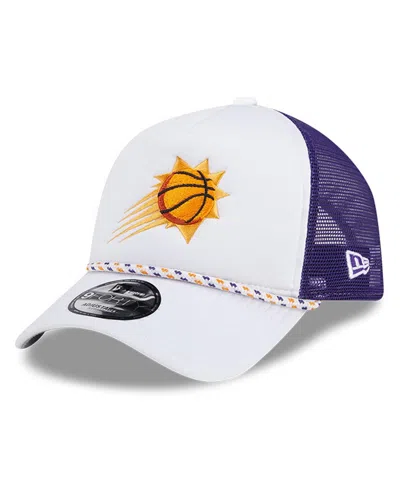 New Era Men's White/purple Phoenix Suns Court Sport Foam A-frame 9forty Adjustable Trucker Hat In Multi