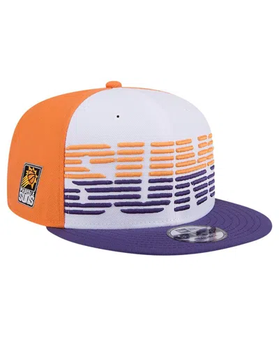 New Era Men's White/purple Phoenix Suns Throwback Gradient Tech Font 9fifty Snapback Hat In White Purp
