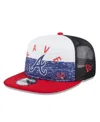 New Era Men's White/red Atlanta Braves Team Foam Front A-frame Trucker 9fifty Snapback Hat In White Red