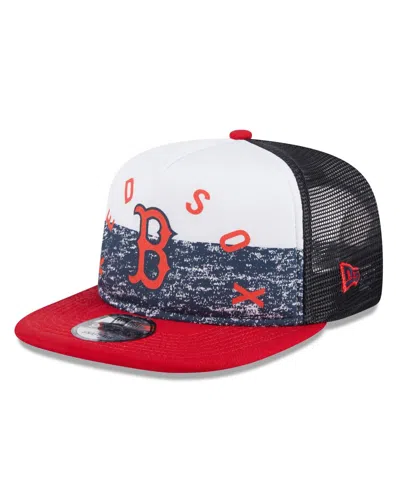 New Era Men's White/red Boston Red Sox Team Foam Front A-frame Trucker 9fifty Snapback Hat In White,red
