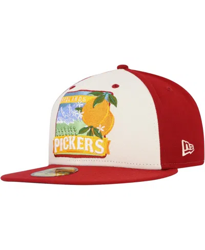 New Era Men's White/red Inland Empire 66ers Theme Night Redlands Pickers 59fifty Fitted Hat In White,red