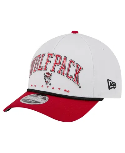 New Era Men's White/red Nc State Wolfpack Arch Two-tone Rope 9forty A-frame M-crown Adjustable Hat