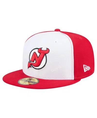 New Era Men's White/red New Jersey Devils Repeat Two-tone 59fifty Fitted Hat