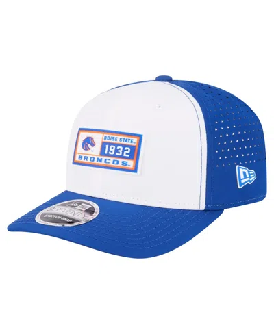 New Era Men's White/royal Boise State Broncos Perforated Patched 9seventy Adjustable Hat In Blue