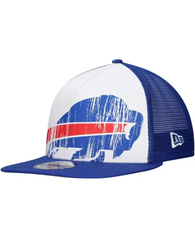 New Era Men's White/royal Buffalo Bills Distressed 9fifty A-frame Snapback Hat In White,royal
