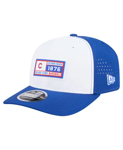 New Era Men's White/royal Chicago Cubs Established Patch 9seventy Adjustable Hat In Blue