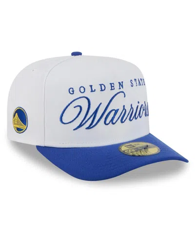 New Era Men's White/royal Golden State Warriors 2025 Nba Draft A-frame 59fifty Fitted Hat In Multi