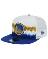 New Era Men's White/royal Golden State Warriors Dip-dye 9fifty A-frame Trucker Snapback Hat In White,royal