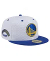 New Era Men's White/royal Golden State Warriors Throwback 2tone 59fifty Fitted Hat In White Royal