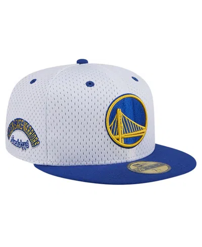 New Era Men's White/royal Golden State Warriors Throwback 2tone 59fifty Fitted Hat In White Royal