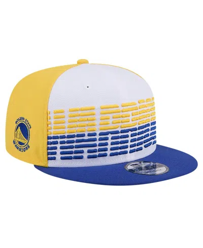 New Era Men's White/royal Golden State Warriors Throwback Gradient Tech Font 9fifty Snapback Hat In White,royal