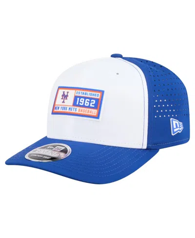 New Era Men's White/royal New York Mets Established Patch 9seventy Adjustable Hat