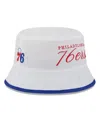 New Era Men's White/royal Philadelphia 76ers 2025 Nba Draft Nylon Bucket Hat