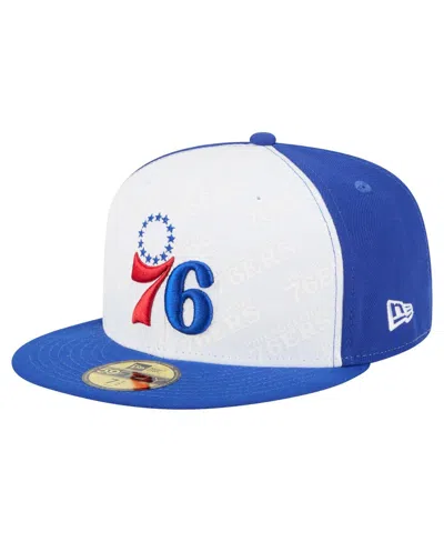 New Era Men's White/royal Philadelphia 76ers Repeat 59fifty Fitted Hat In Brown