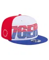 NEW ERA MEN'S WHITE/ROYAL PHILADELPHIA 76ERS THROWBACK GRADIENT TECH FONT 9FIFTY SNAPBACK HAT