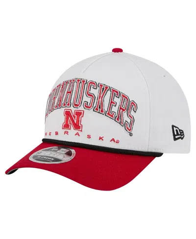 New Era Men's White/scarlet Nebraska Huskers Arch Two-tone Rope 9forty A-frame M-crown Adjustable Hat In Multi