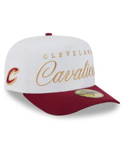 New Era Men's White/wine Cleveland Cavaliers 2025 Nba Draft A-frame 59fifty Fitted Hat In Multi