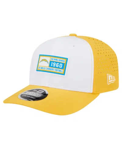 New Era Men's White/yellow Los Angeles Chargers Established Patch 9seventy Adjustable Hat