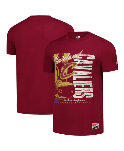 New Era Men's Wine Cleveland Cavaliers Distressed Throwback Vintage Color Pack T-shirt In Red