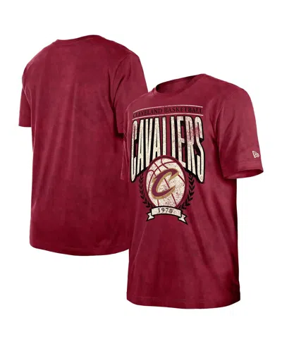 New Era Men's Wine Cleveland Cavaliers Hardwood Classics Oversized Boxy Mineral Wash T-shirt