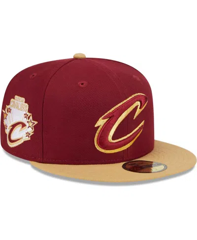 New Era Men's Wine/gold Cleveland Cavaliers Gameday Gold Pop Stars 59fifty Fitted Hat In Wine Gold
