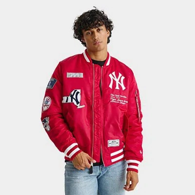 New Era Men's X Alpha Industries New York Yankees Mlb Reversible Bomber Jacket In Red