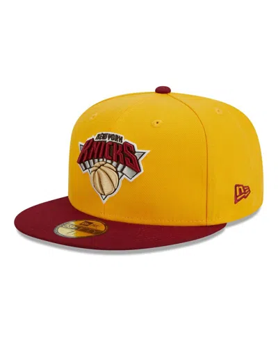 New Era Men's Yellow/red New York Knicks Fall Leaves 2-tone 59fifty Fitted Hat In Yellow,red