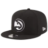 New Era Men's  Black Atlanta Hawks Black And White Logo 9fifty Adjustable Snapback Hat In White/black