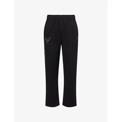 New Era Mens  Chicago Bulls Nba Linear Straight-leg Cotton-blend Jogging Bottoms In Black