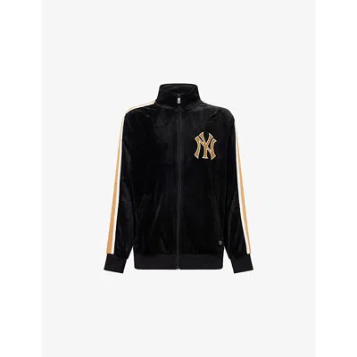 New Era Mens Black New York Yankees Logo-embroidered Velour Track Jacket