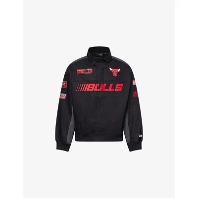 New Era Mens Black Chicago Bulls Embroidered-patch Cotton Moto Jacket Xl