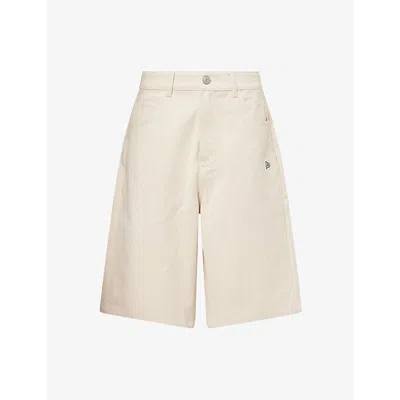New Era Mens Cream Athletics Mlb Relaxed Denim Jorts In Animal Print