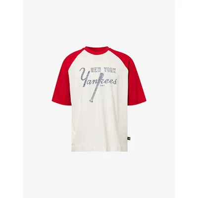 New Era Mens Cream Mlb New York Yankees Boxy-fit Cotton T-shirt In Multi