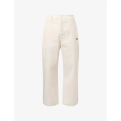 New Era Mens New York Yankees Mlb Logo-embroidered Cotton Chinos Cream In White