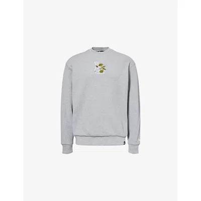 New Era Mens Grey Crewneck Embroidered Cotton-blend Jumper Xl