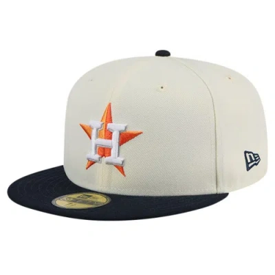 New Era Mens Houston Astros  Astros Cooperstown Chrome 59fifty Fitted Hat In Navy/tan
